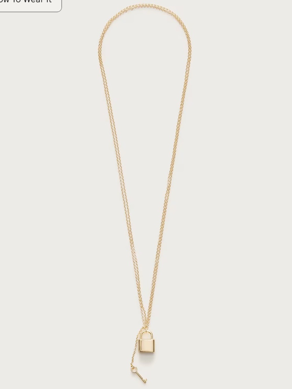 J.Crew Gold Lock & Key Necklace NWT Statement Pendant Layering Necklace